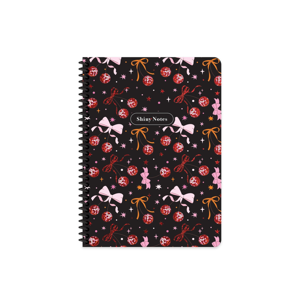 16,5x22,5 Spiralli Karton Kapak Kareli Işıltı Defter - Siyah