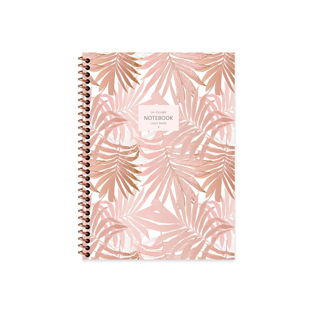 16,5x22,5 Spiralli Karton Kapak Kareli La Plume Leaves Defter - Kahve