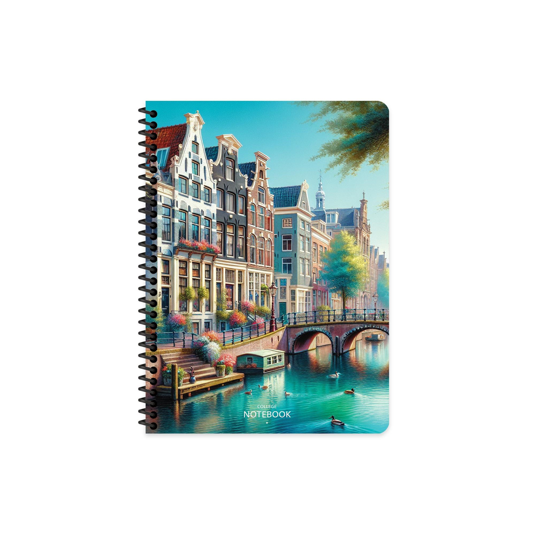 16,5x22,5 Spiralli PP Kapak Çizgili City Defter - Amsterdam