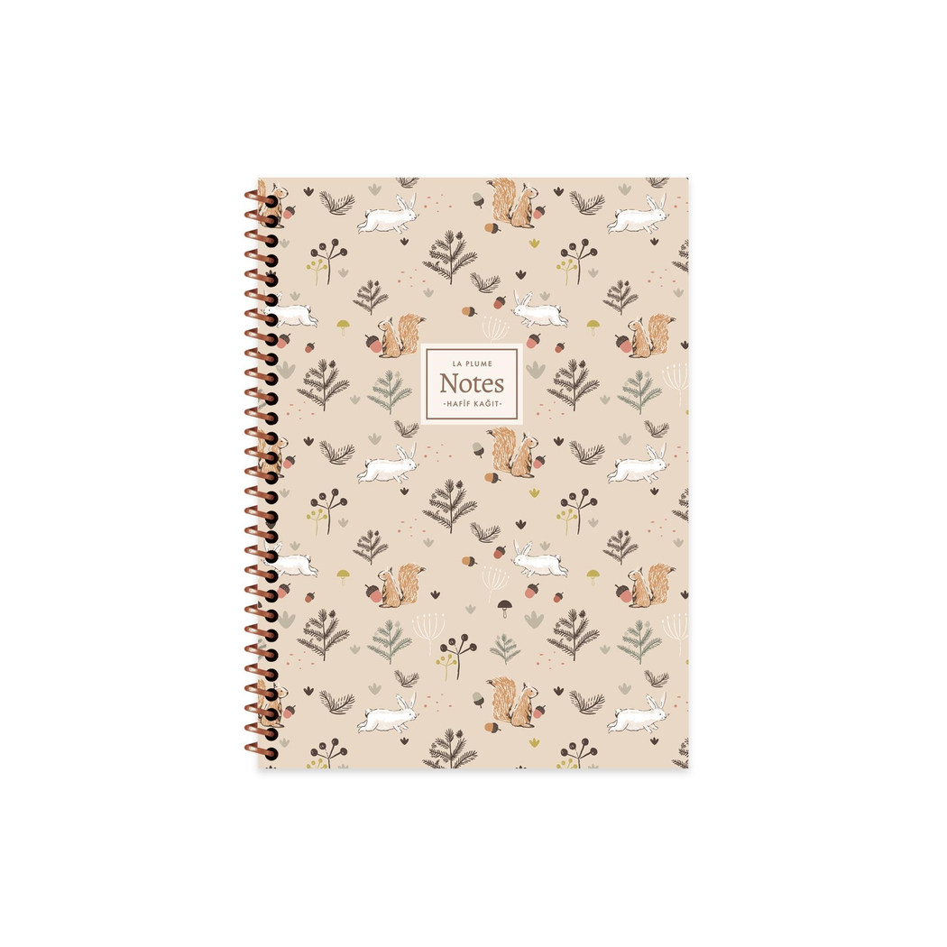 16,5x22,5 Spiralli PP Kapak Çizgili La Plume Forest Defter - Sincap