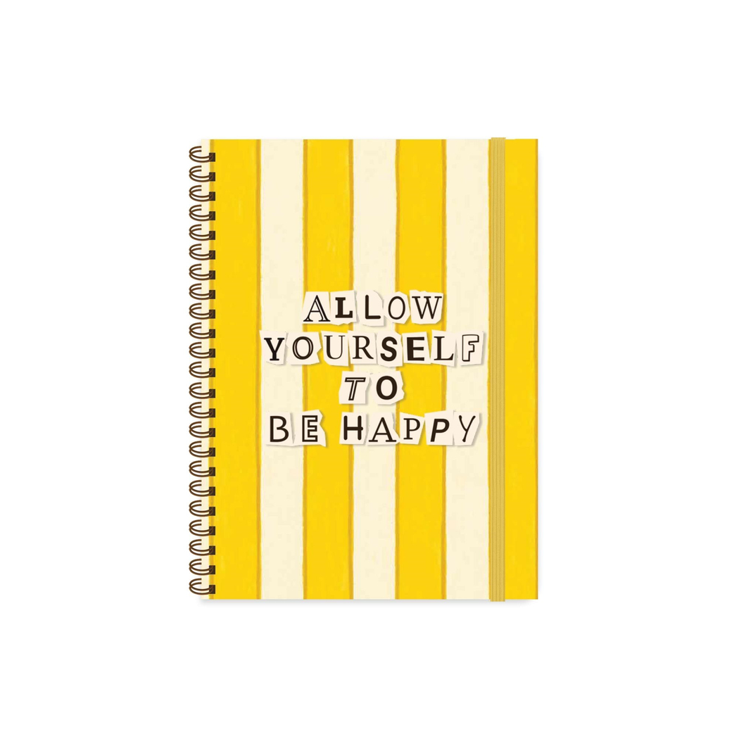 16,5x22,5 Spiralli Sert Kapak Düz Vibes Defter - Be Happy