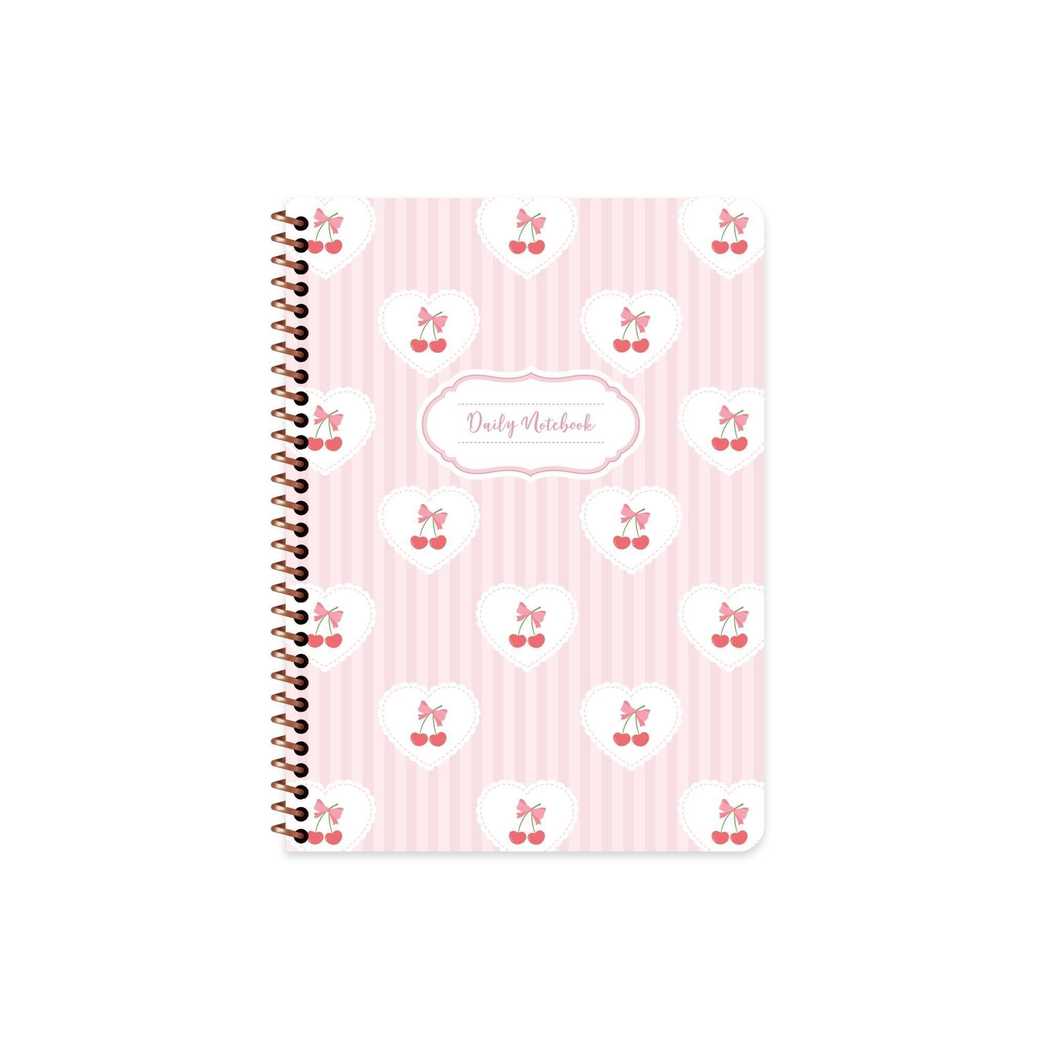 16,5x22,5 Spiralli Sert Kapak Kurdele Çizgisiz Defter - Kiraz