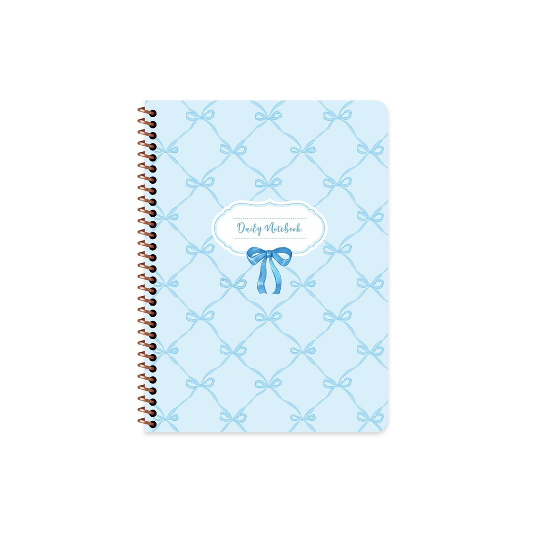 16,5x22,5 Spiralli Sert Kapak Kurdele Çizgisiz Defter - Mavi Kurdele