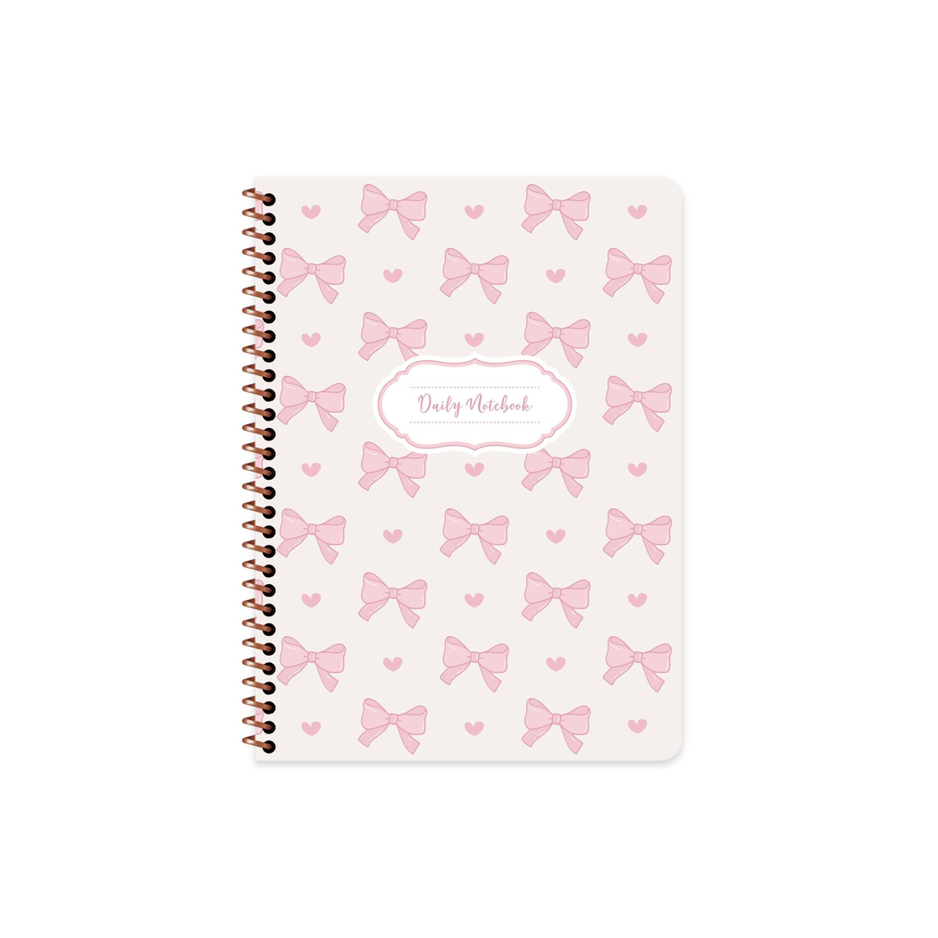 16,5x22,5 Spiralli Sert Kapak Kurdele Çizgisiz Defter - Pembe Kurdele