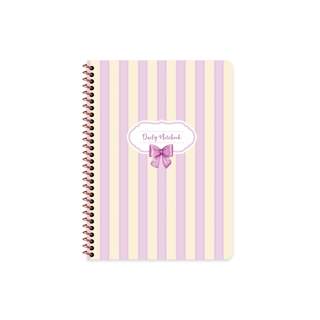 16,5x22,5 Spiralli Sert Kapak Kurdele Çizgisiz Defter - Mor Kurdele