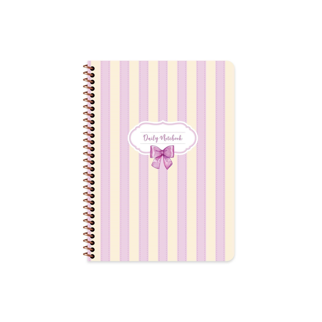 16,5x22,5 Spiralli Sert Kapak Kurdele Çizgisiz Defter - Mor Kurdele