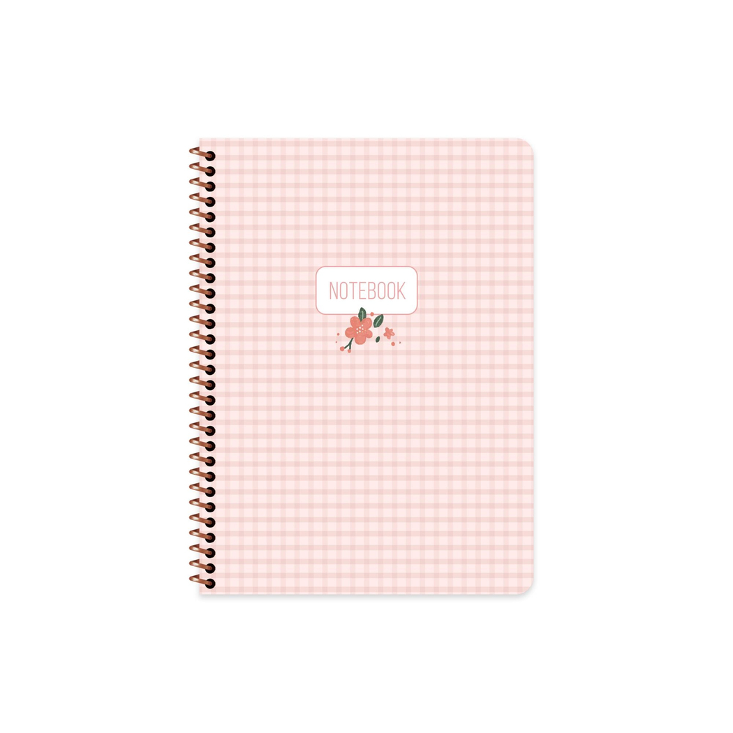 16,5x22,5 Spiralli Sert Kapak Pötikare Çizgili Defter - Pembe