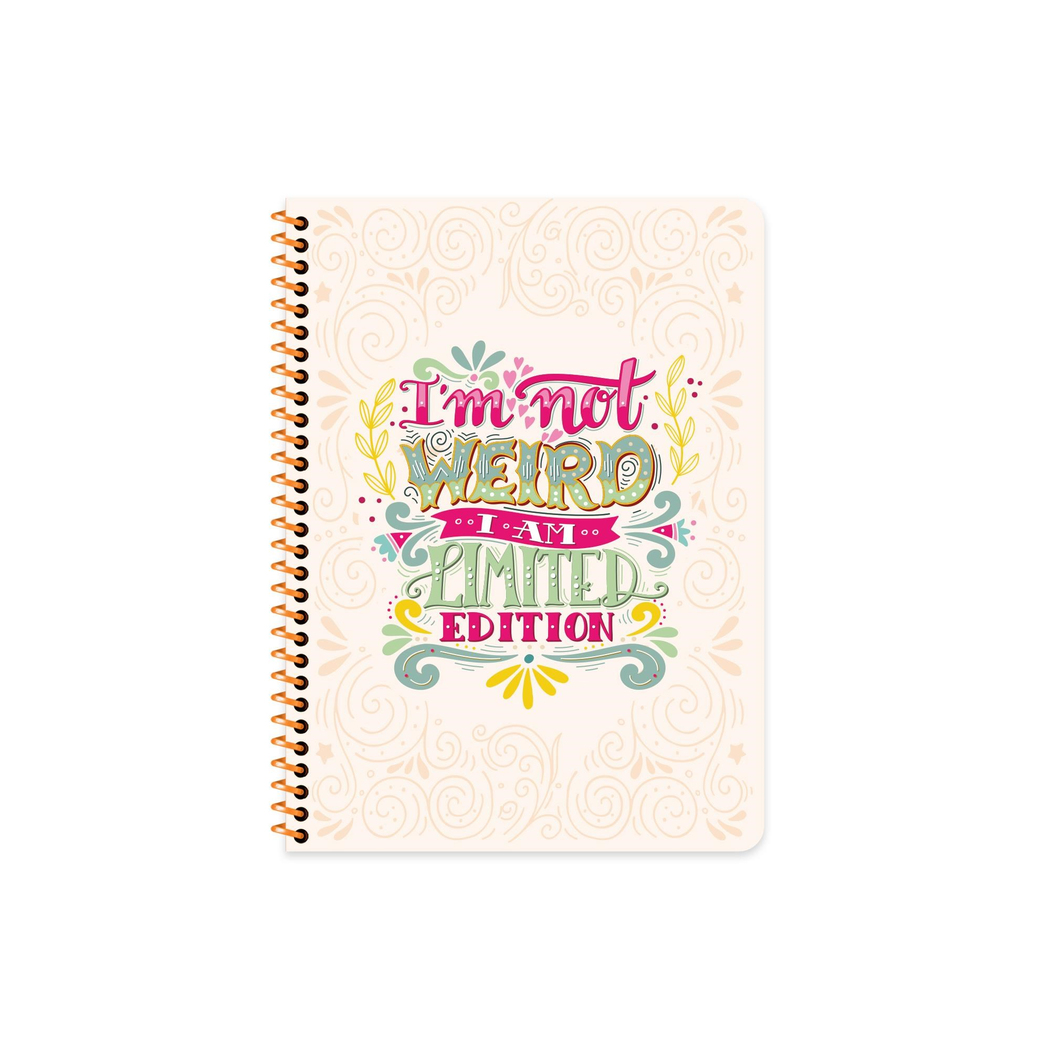 16,5x22,5 Tel Dikişli Plastik Kapak Çizgili Motto Defter - Turuncu