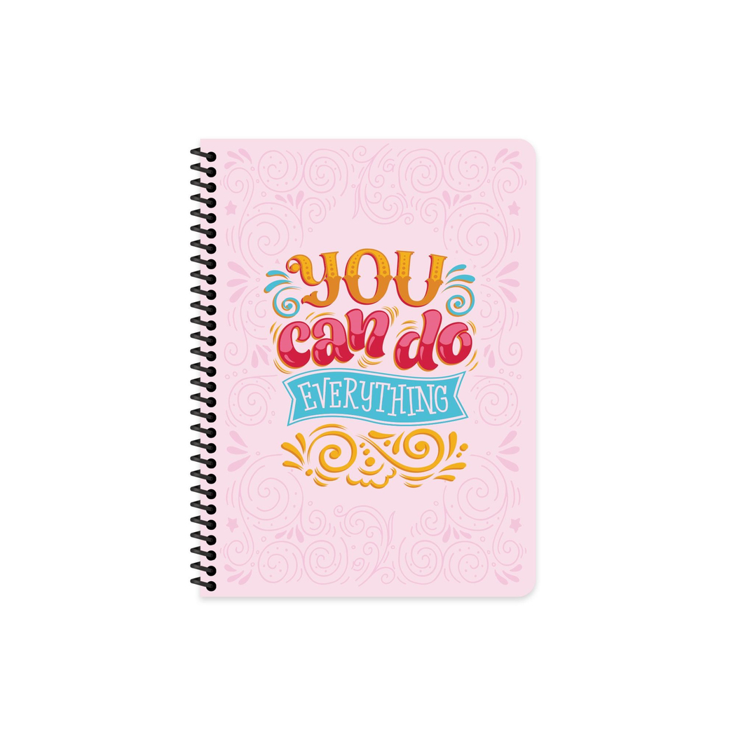 16,5x22,5 Tel Dikişli Plastik Kapak Kareli Motto Defter - Pembe
