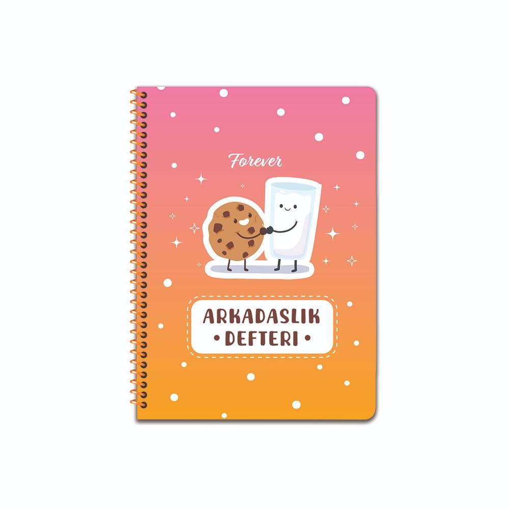 16x23 Spiralli Sert Karton Kapak Arkadaşlık Defteri - No:03