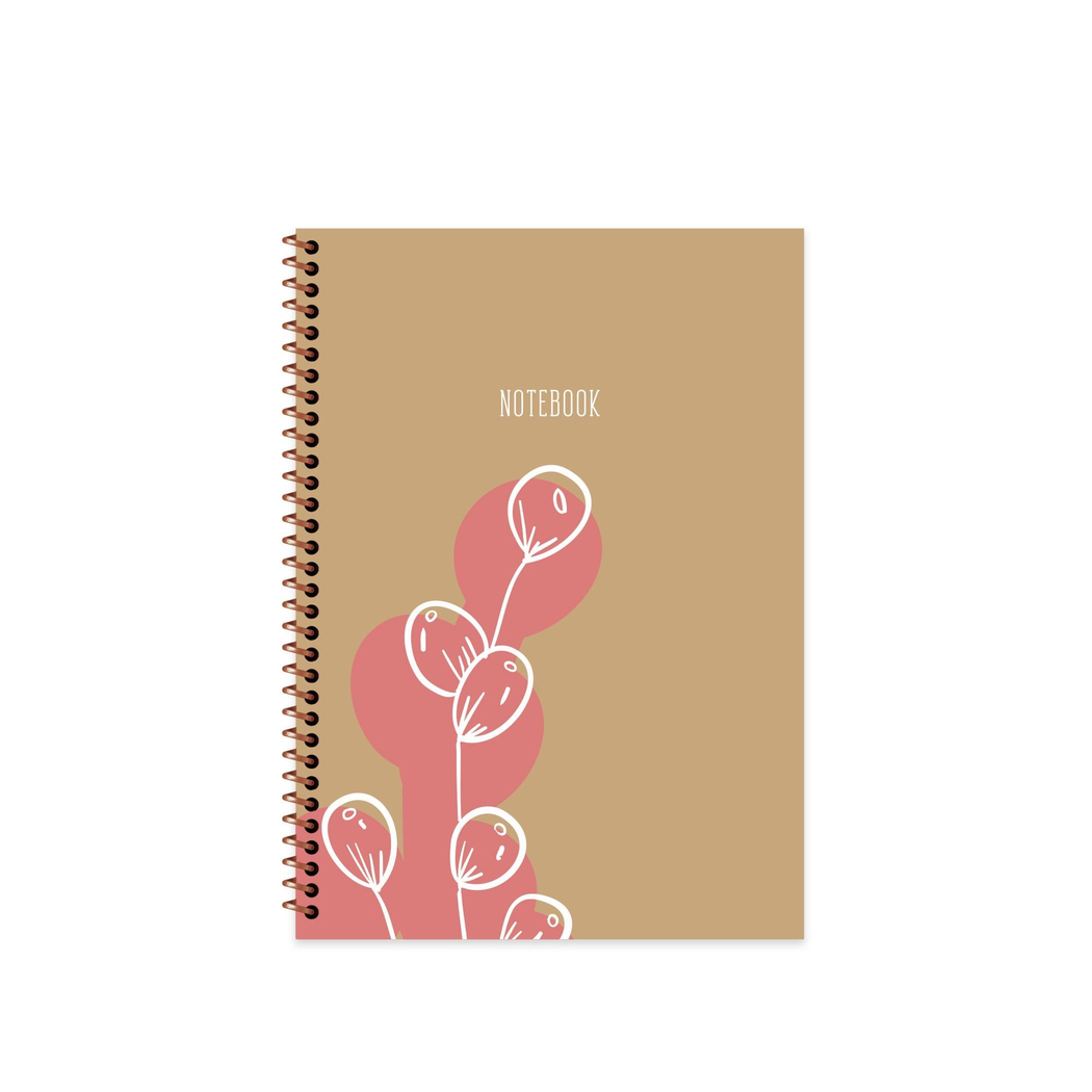 17x24 Spiralli Sert Kapak Kareli La Plume Flora Defter - Pembe