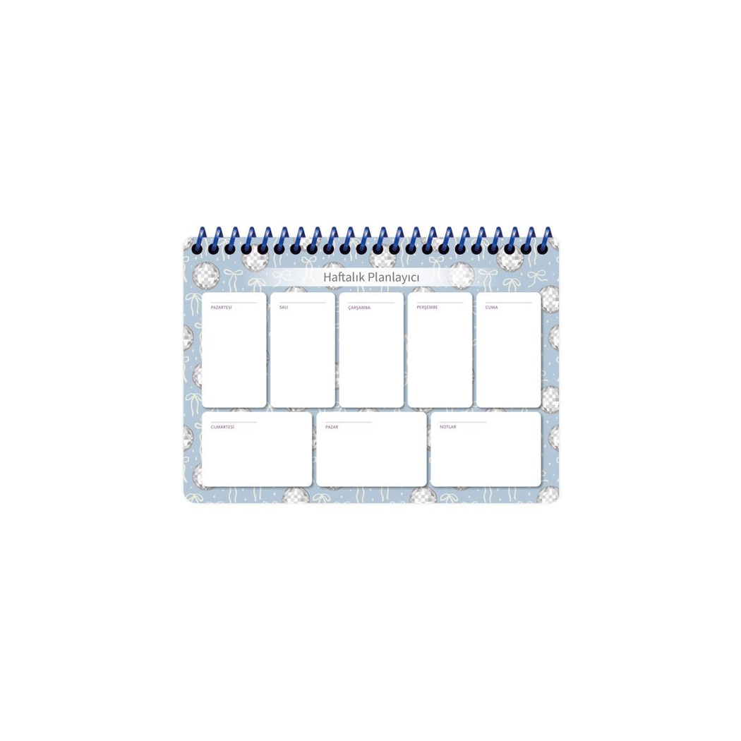 17x24 Spiralli Trend Haftalık Planner - Mavi