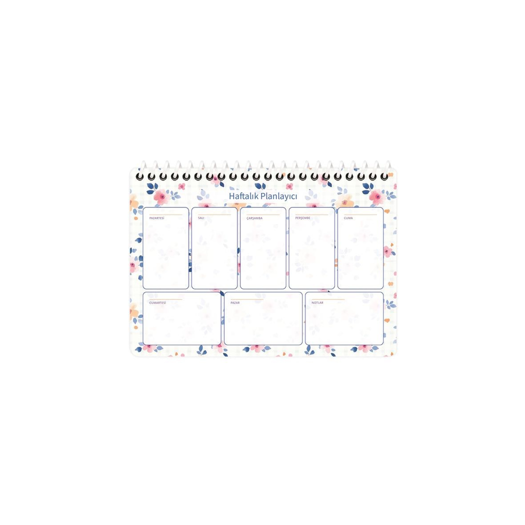 17x24 Spiralli Trend Haftalık Planner - Beyaz