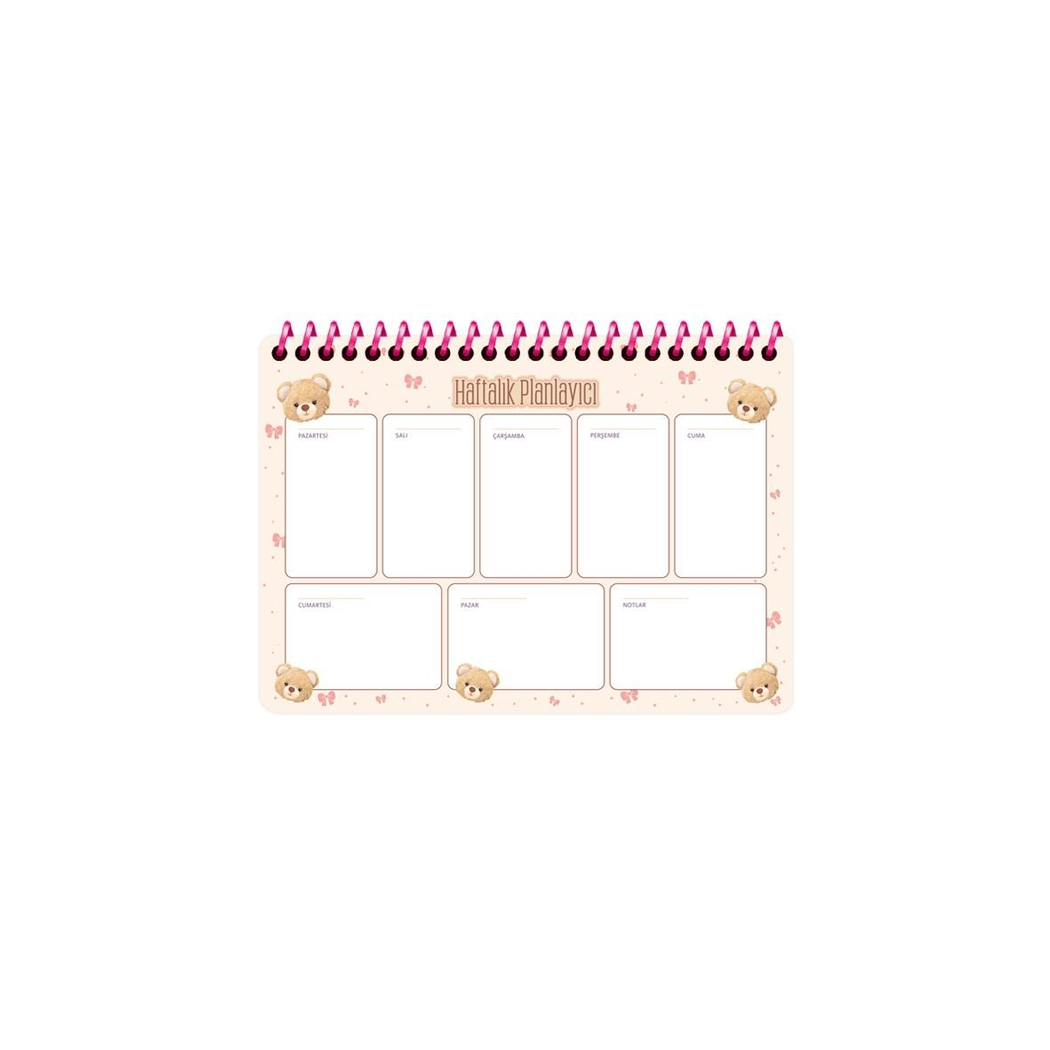 17x24 Spiralli Trend Haftalık Planner - Krem