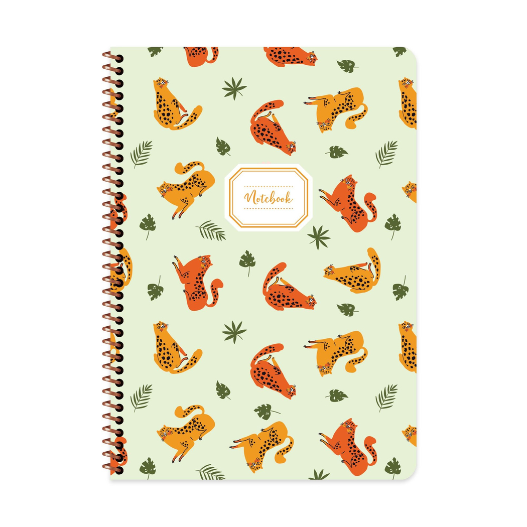 A4 Spiralli Karton Kapak Çizgili Hayvanlar Defter - Kedi  