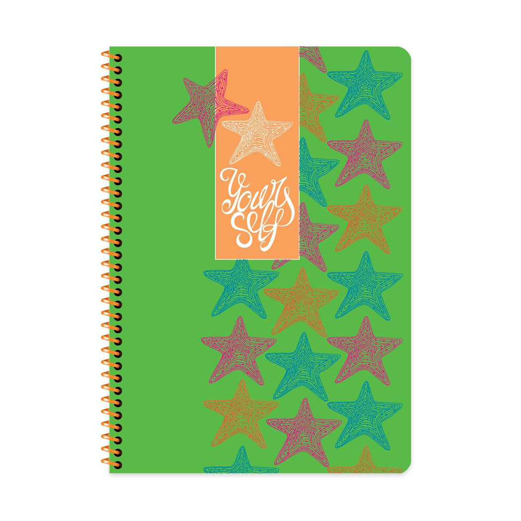 A4 Spiralli Karton Kapak Çizgili Neon Defter- Yeşil