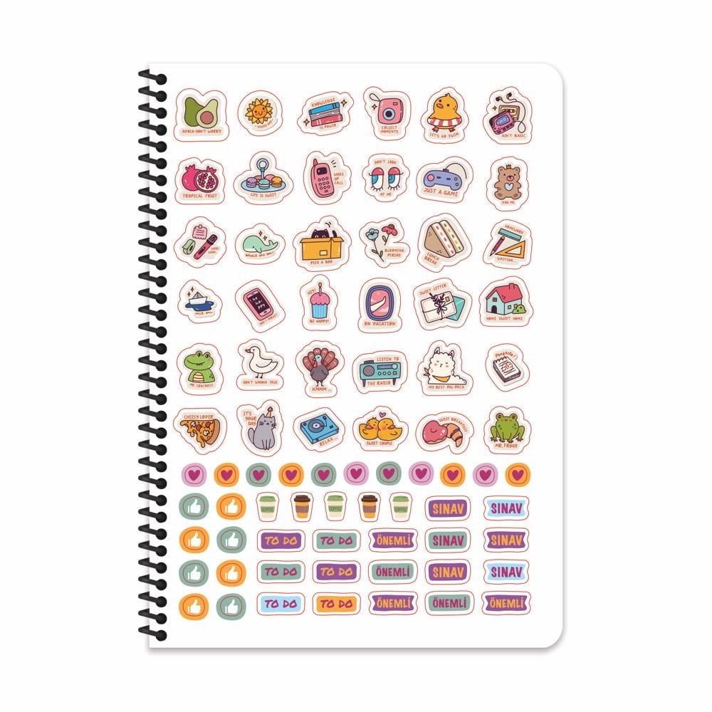 A4 Spiralli Karton Kapak Çizgili Neon Defter- Kırmızı