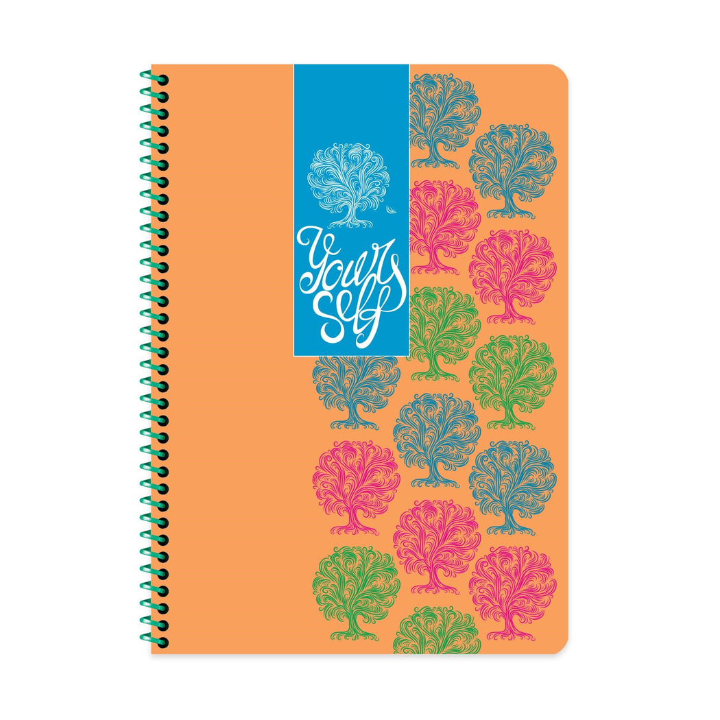 A4 Spiralli Karton Kapak Çizgili Neon Defter - Turuncu