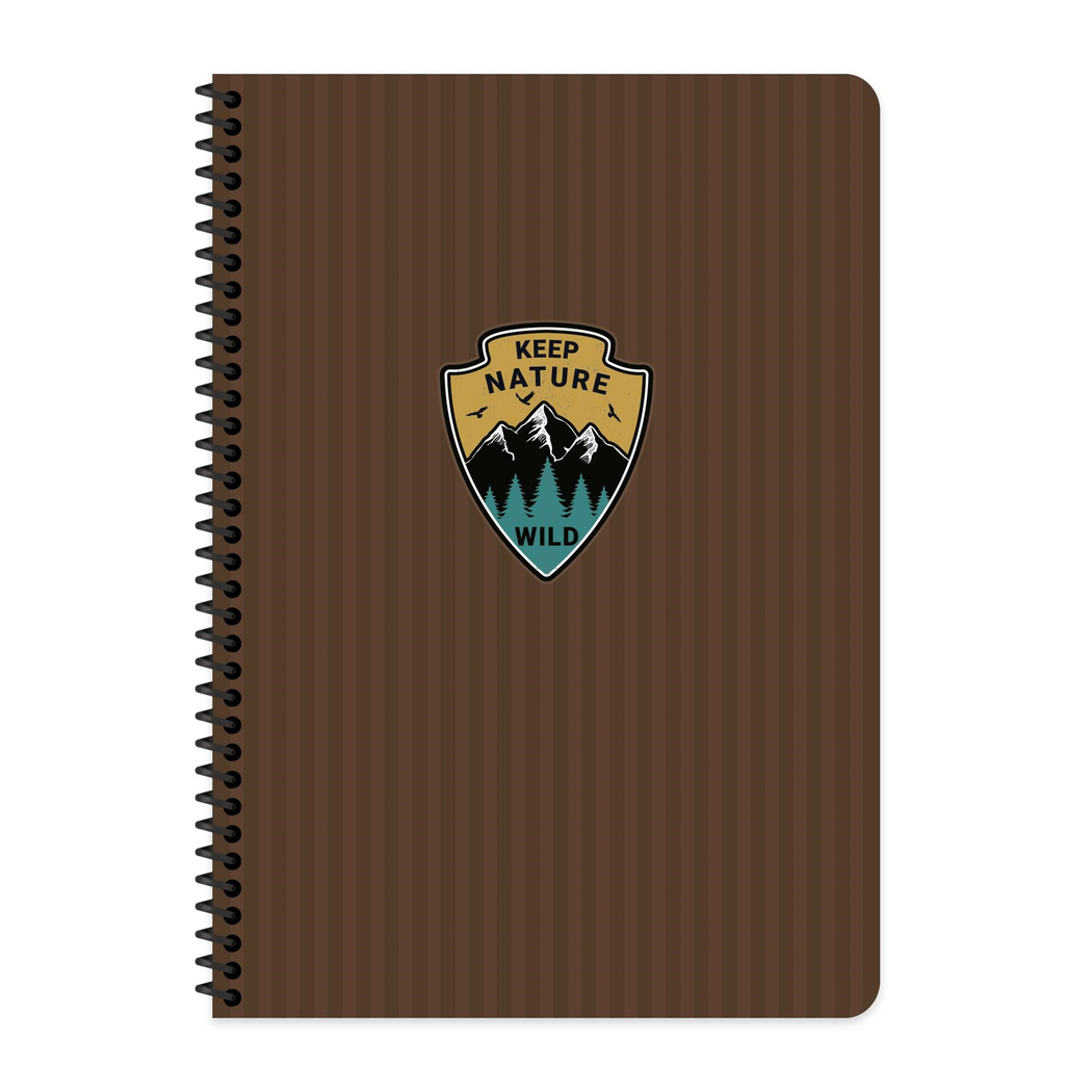 A4 Spiralli Karton Kapak Çizgili Outdoor Defter - Kahverengi
