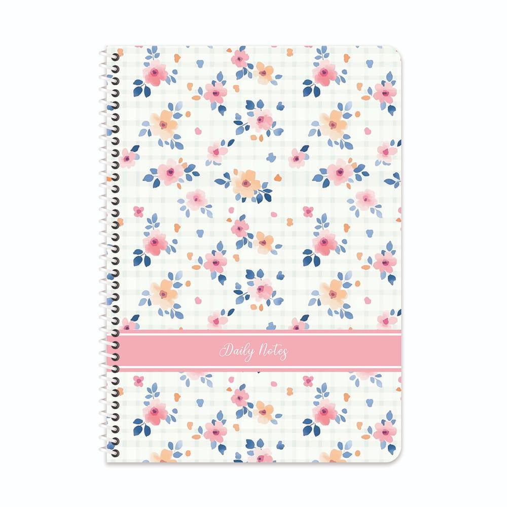 A4 Spiralli Karton Kapak Kareli Doğa Defter - Pembe