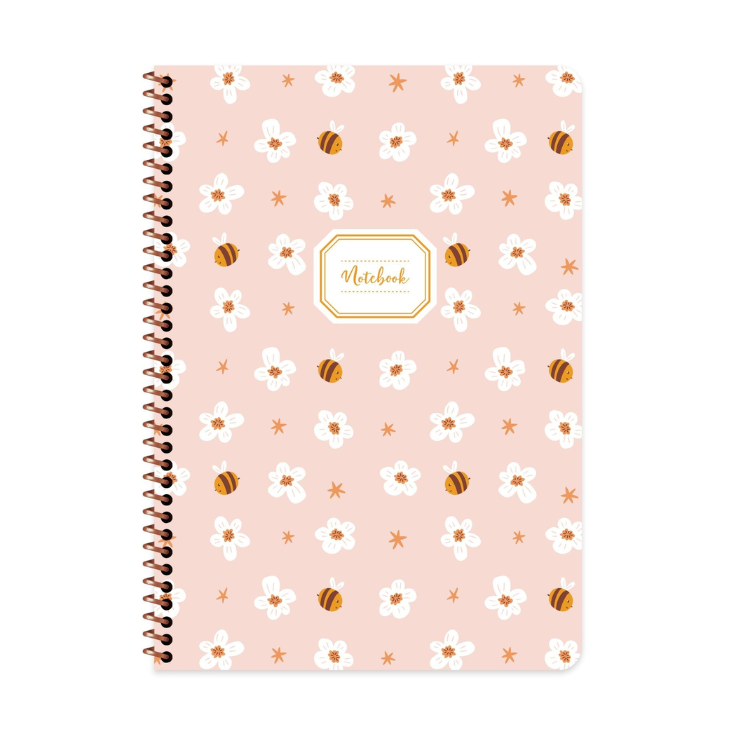 A4 Spiralli Karton Kapak Kareli Hayvanlar Defter - Arı
