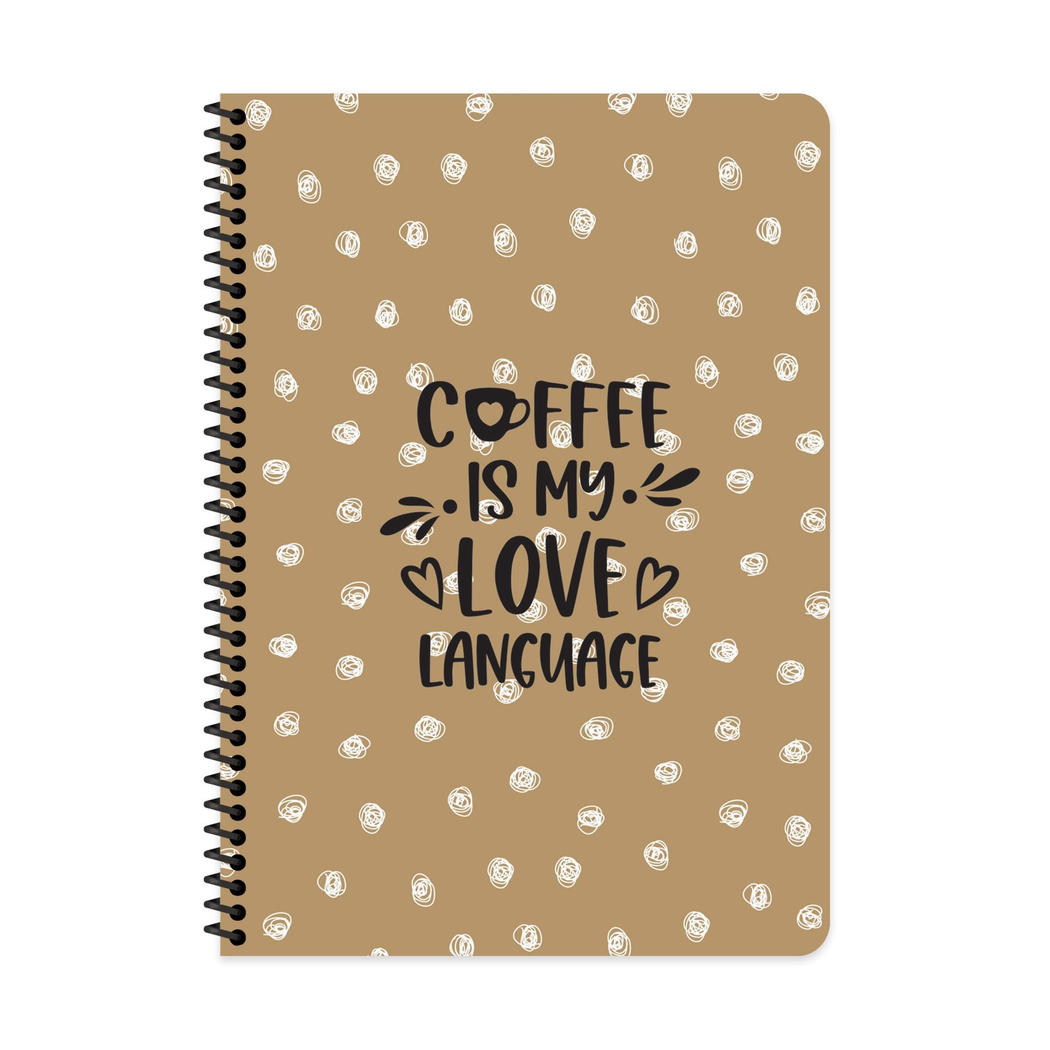 A4 Spiralli Karton Kapak Kareli Kahve Defter - Love
