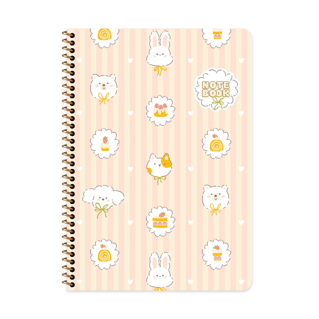 A4 Spiralli Karton Kapak Kareli Kawaii Defter - Köpek