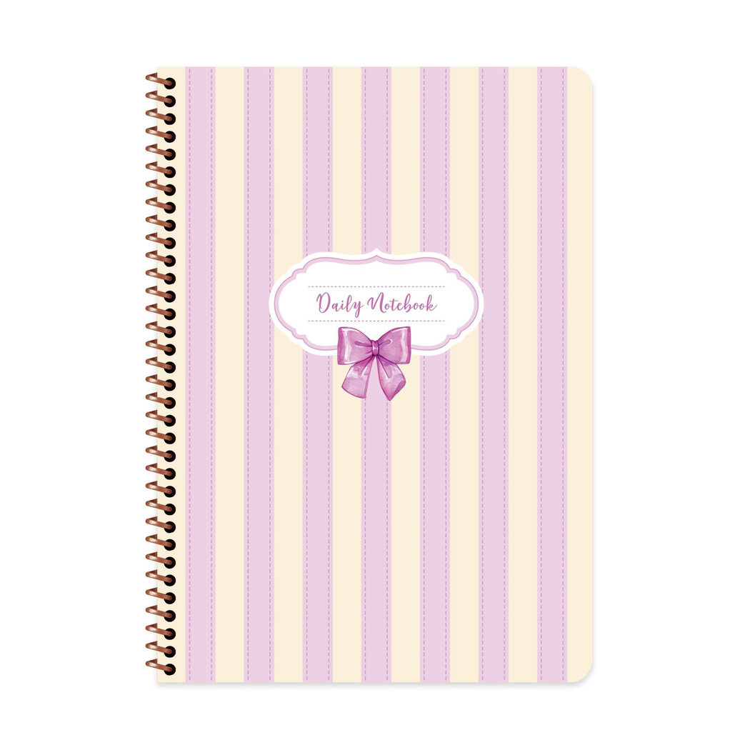 A4 Spiralli Karton Kapak Kareli Kurdele Defter - Mor Kurdele