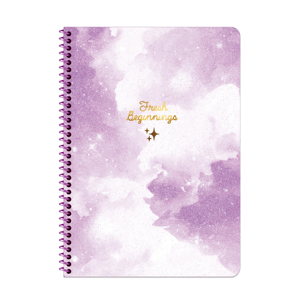 A4 Spiralli PP Kapak Çizgili Sky Glitter Defter - Mor
