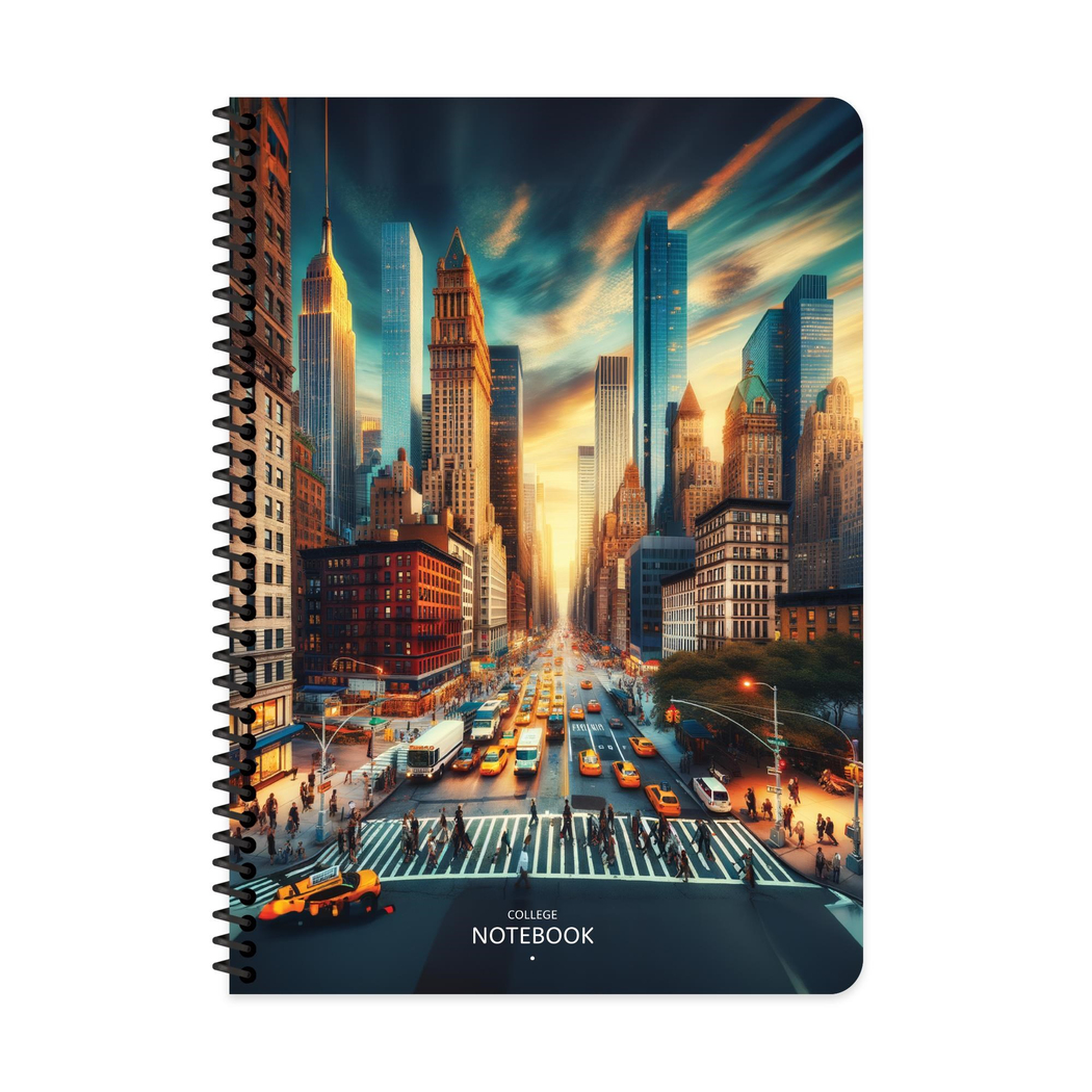 A4 Spiralli PP Kapak Kareli City Defter - New York