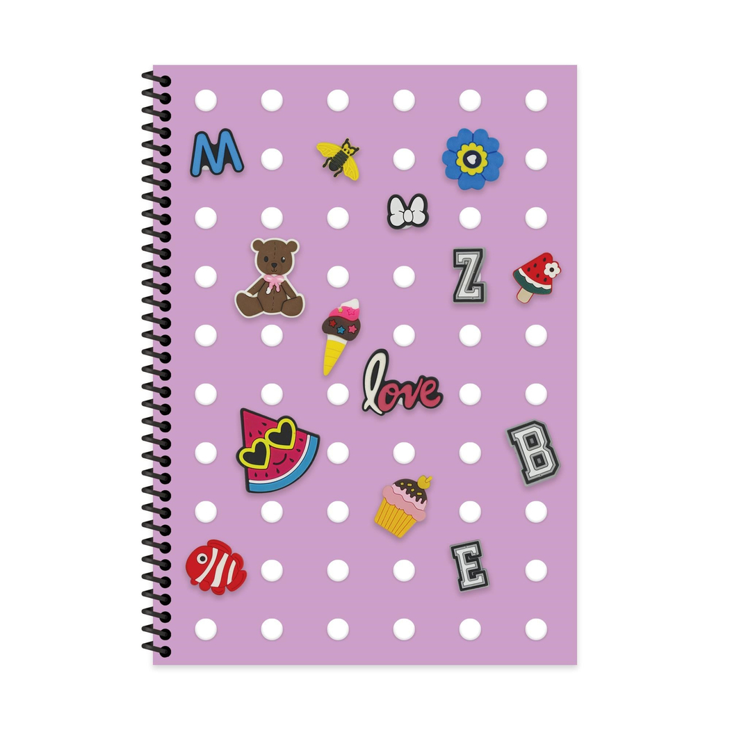 A4 Spiralli PP Kapak Kareli Fun Defter - Mor