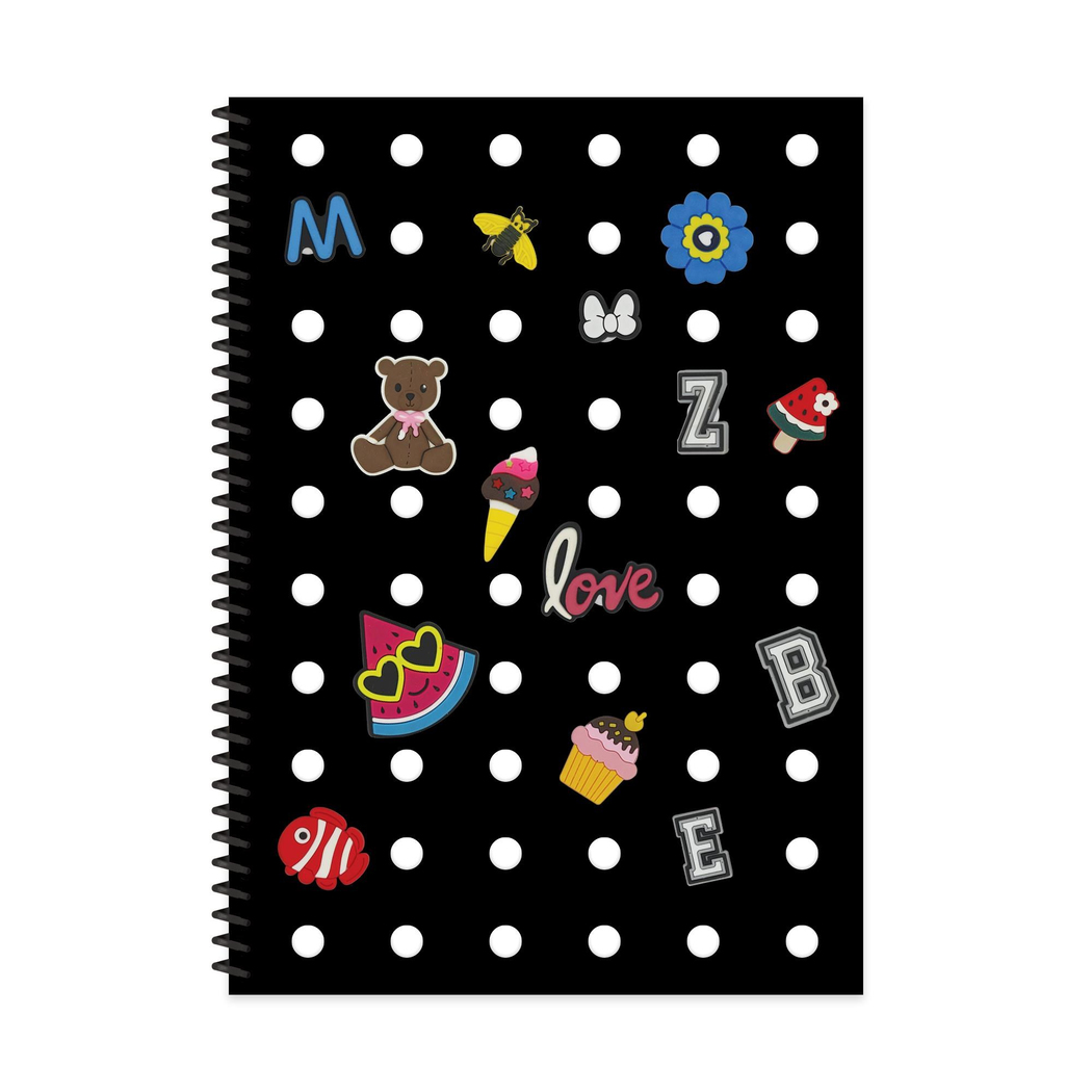 A4 Spiralli PP Kapak Kareli Fun Defter - Siyah