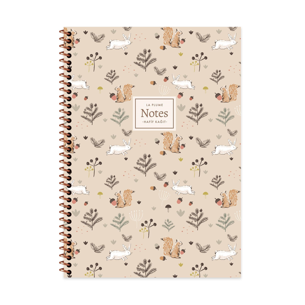 A4 Spiralli PP Kapak Kareli La Plume Forest Defter - Sincap