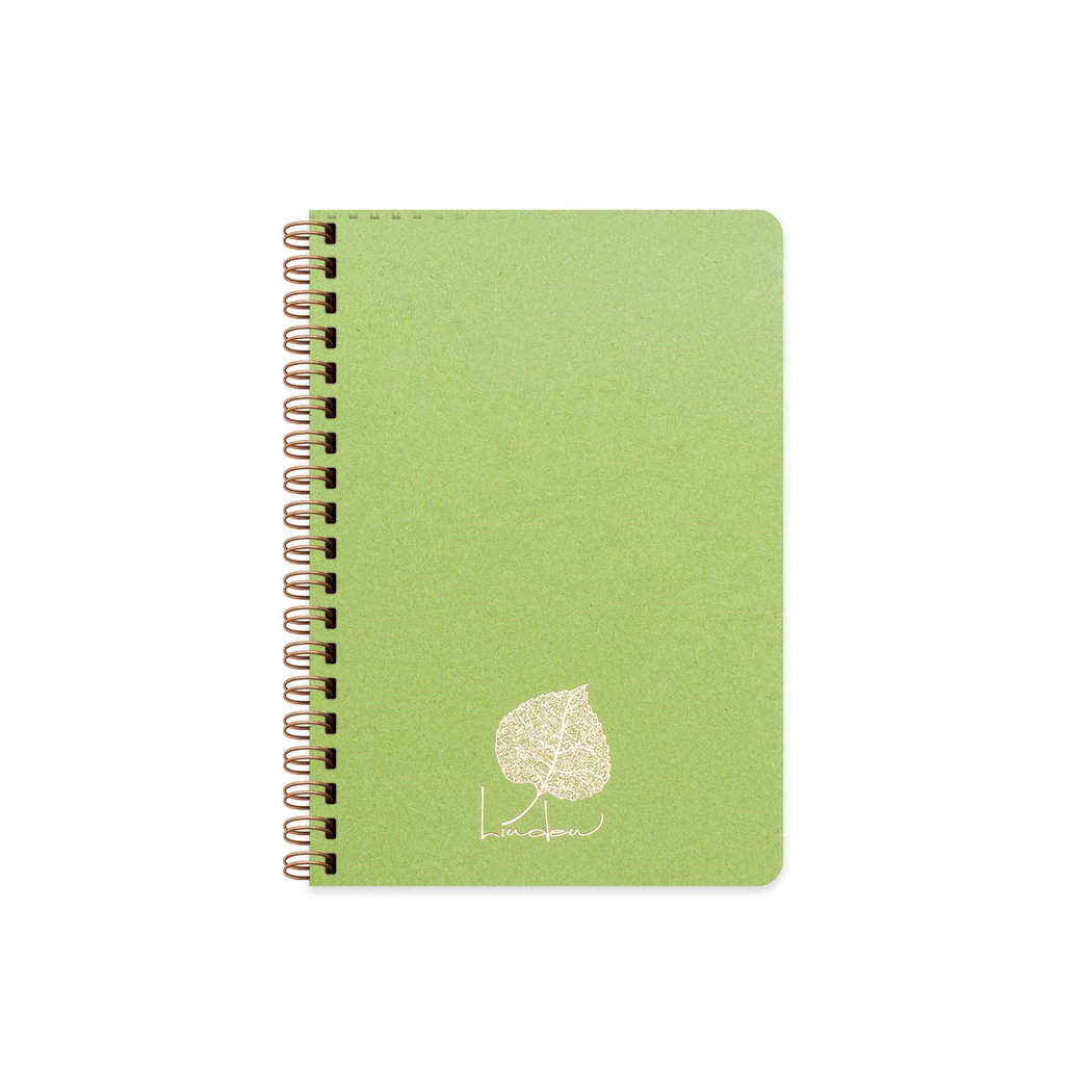 A5 Spiralli Karton Kapak Çizgili Linden Defter - Açık Yeşil