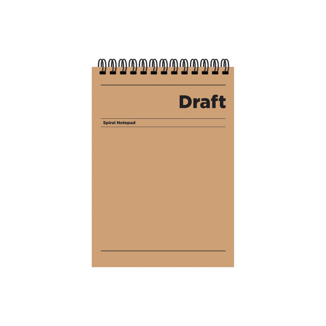 A5 Spiralli Karton Kapak Kareli Draft Bloknot - Kahverengi