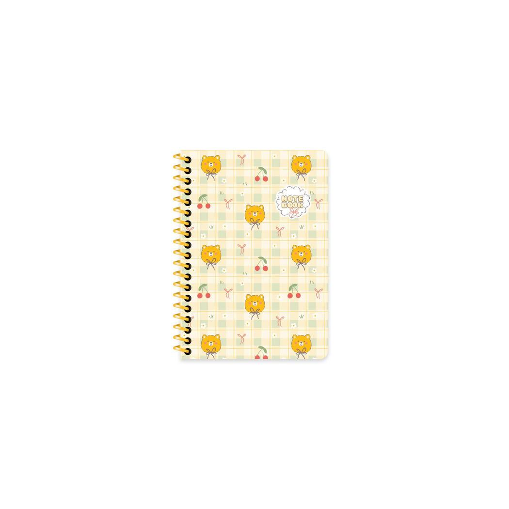 A6 Spiralli Karton Kapak Çizgili Kawaii Defter - Ayıcık