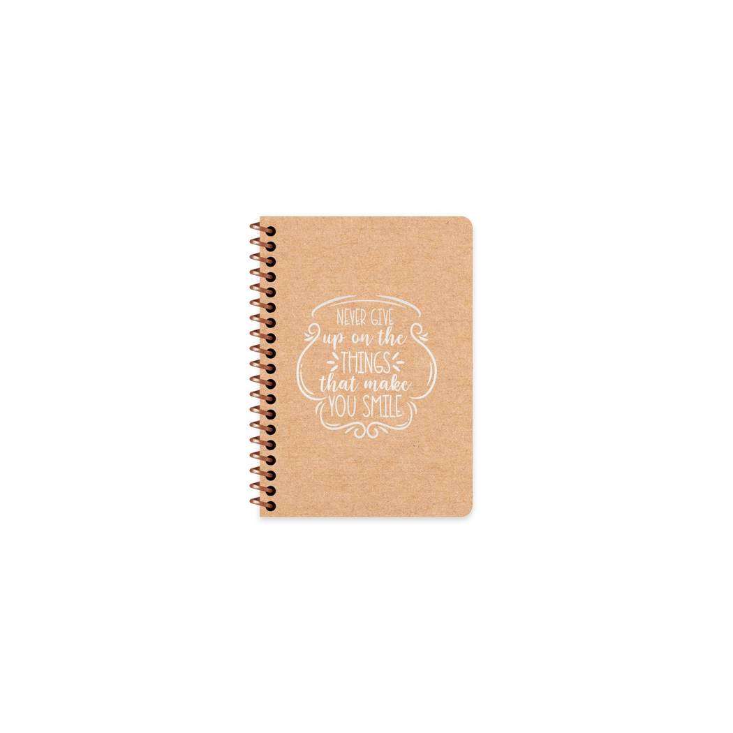 A6 Spiralli Kraft Kapak Çizgili Funky Defter - Smile