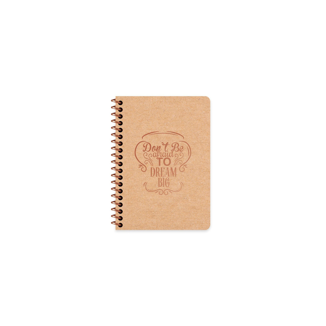 A6 Spiralli Kraft Kapak Çizgili Funky Defter - Dream Big
