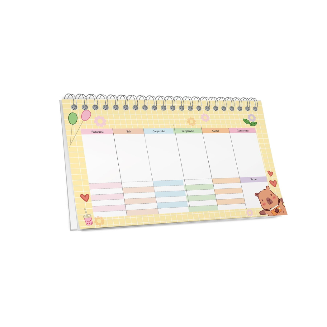 Capy 12,5x19 Spiralli Karton Kapak Planner - Koyu Pembe
