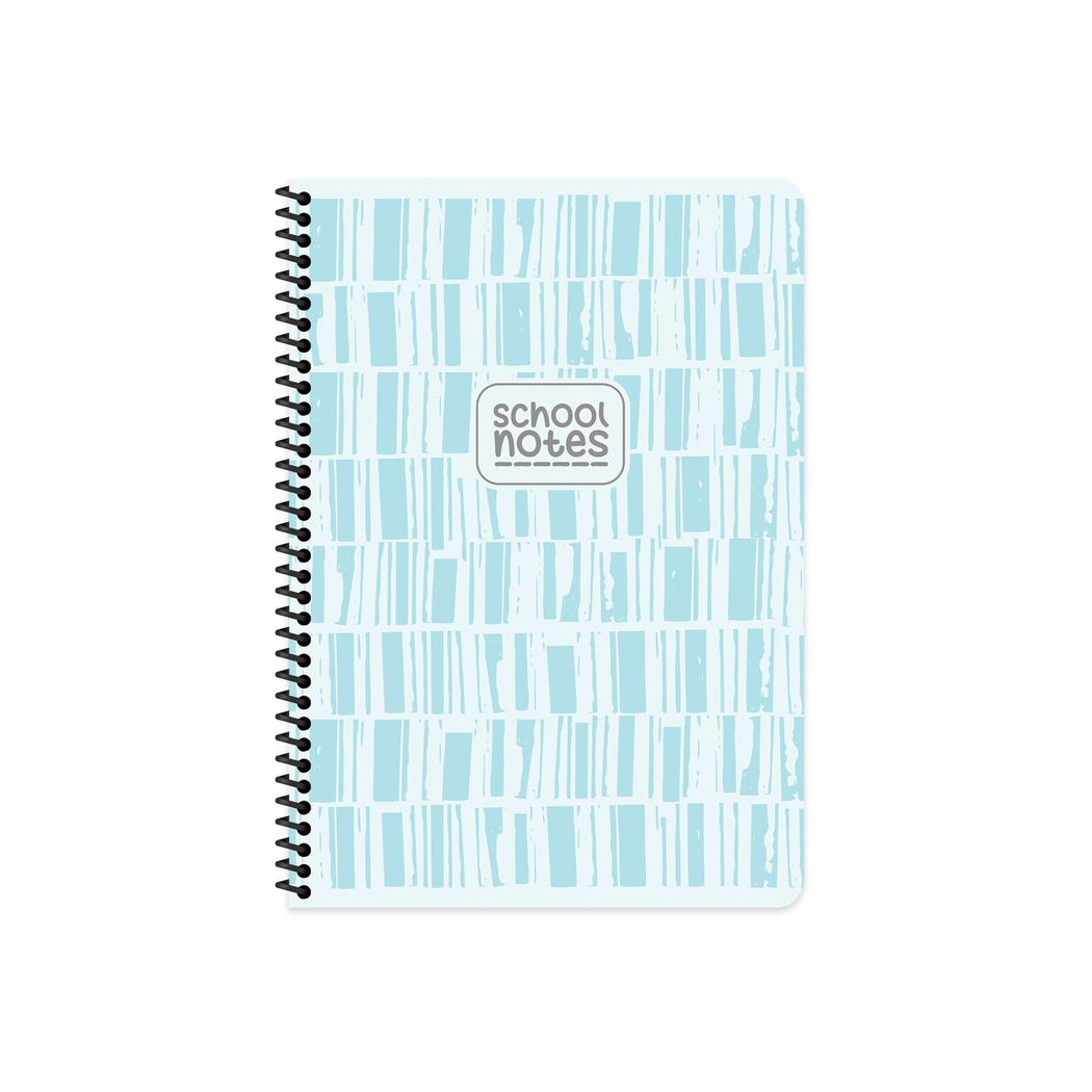 Çizgili Karton Kapak Spiralli Çizgi Defter Mavi 16,5*22,5 80 Yp