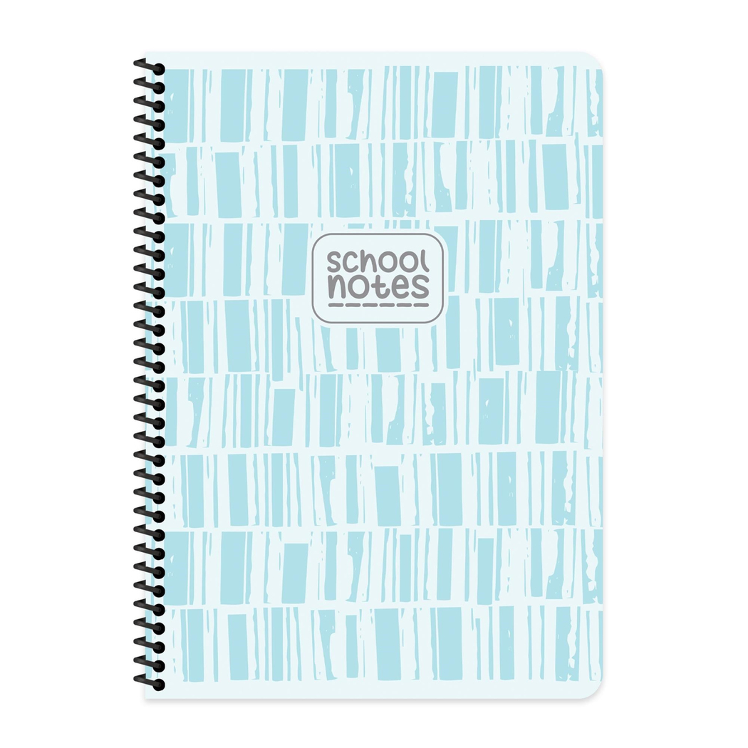 Çizgili Karton Kapak Spiralli Çizgi Defter Mavi A4 80 Yp