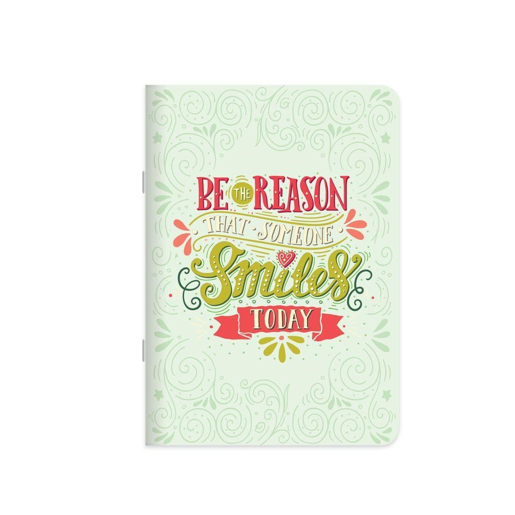 Çizgili Kuşe Kapak Motto Stickerli Defter 18,5 x 26 CM - Smiles