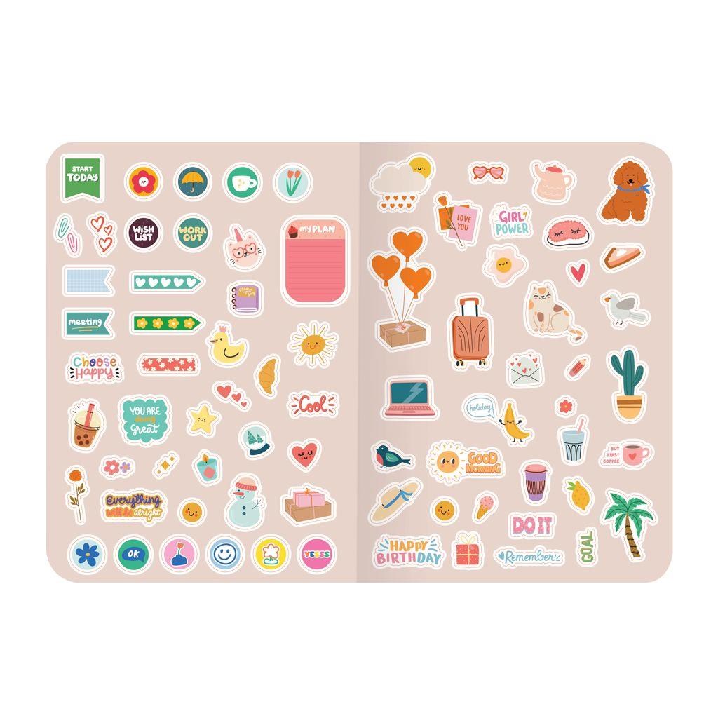 Çizgili Kuşe Kapak Motto Stickerli Defter 18,5 x 26 CM - Love