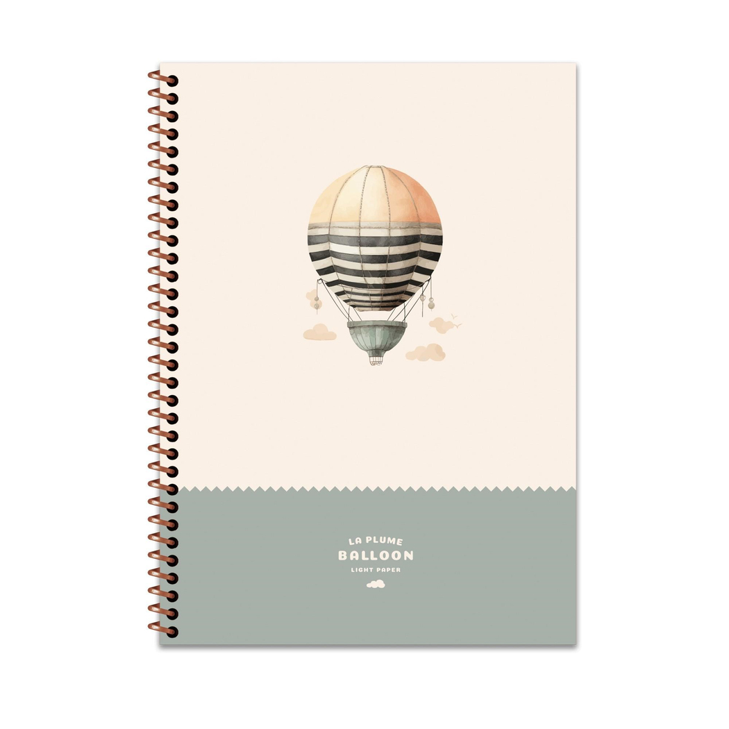 Çizgili Spiralli Sert Kapak Defter La Plume Balloon Mavi 20x28