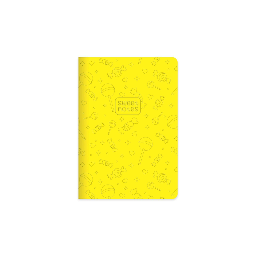 Çizgili  Termo deri ve Sert Kapak  Neon Şeker Defter 14 x 20 CM - Sarı