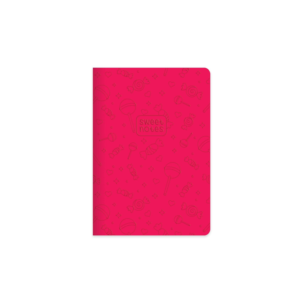 Çizgili Termo deri ve Sert Kapak  Neon Şeker Defter 14 x 20 CM - Pembe