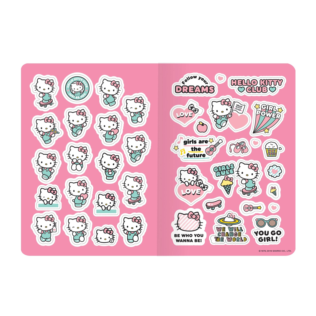 Hello Kitty 18,5*26 40 Yp Çiz. Stickerli Tel Dikişli Defter - Pembe