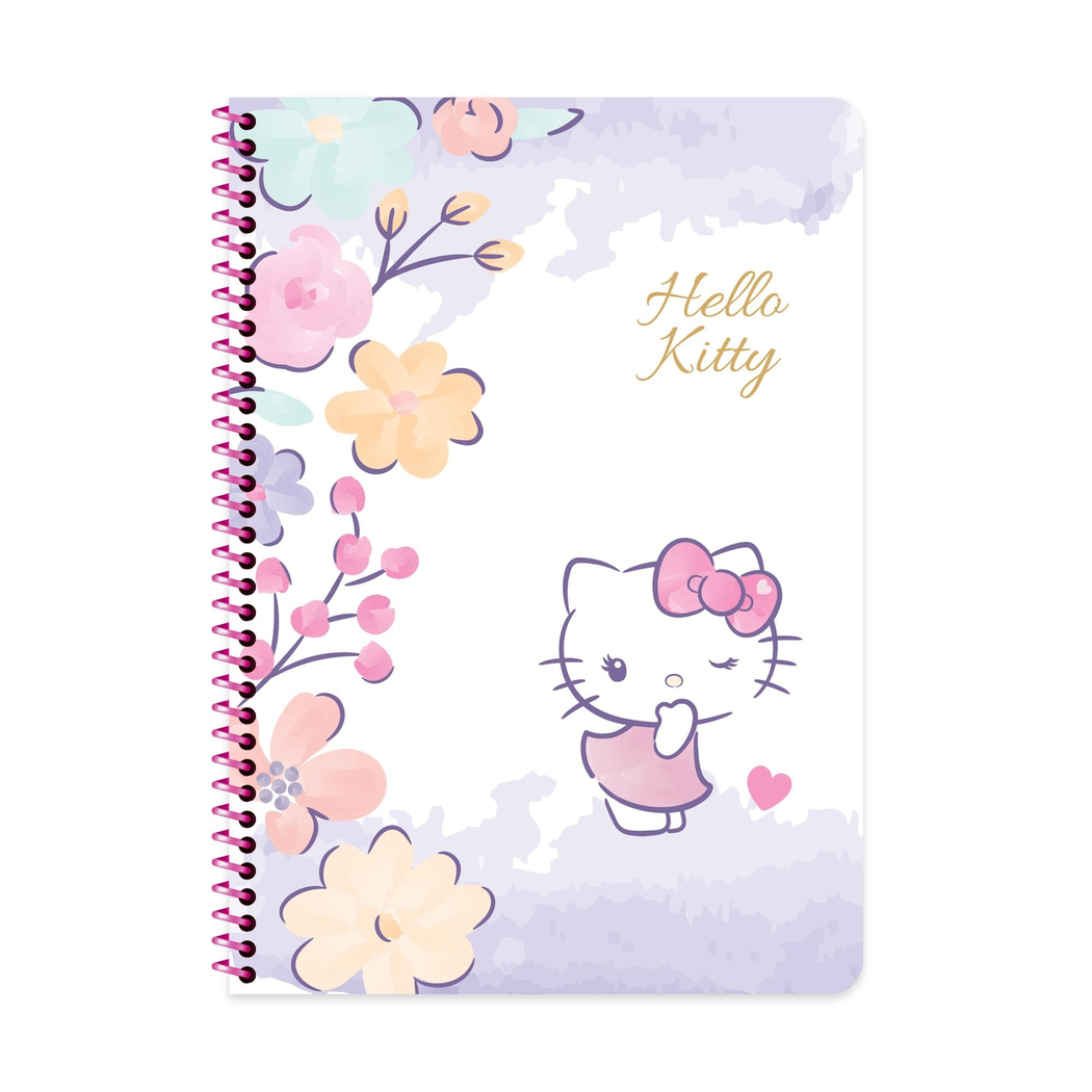 Hello Kitty A4 Spiralli Karton Kapak Çizgili Defter - Beyaz