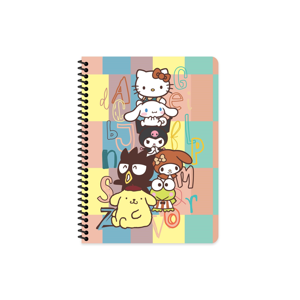 Hello Kitty and Friends 16,5x22,5 Spiralli Karton Kapak Çizgili Defter - Çok Renkli