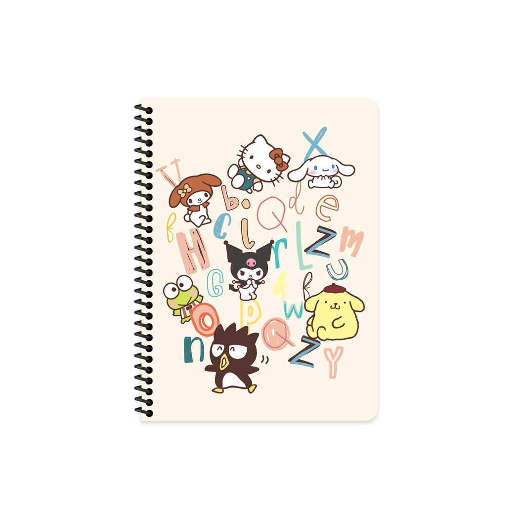 Hello Kitty and Friends 16,5x22,5 Spiralli Karton Kapak Çizgili Defter - Krem